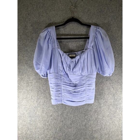 Abercrombie & Fitch Ruched Puff Sleeve Sweetheart Top - M - Picture 1 of 8